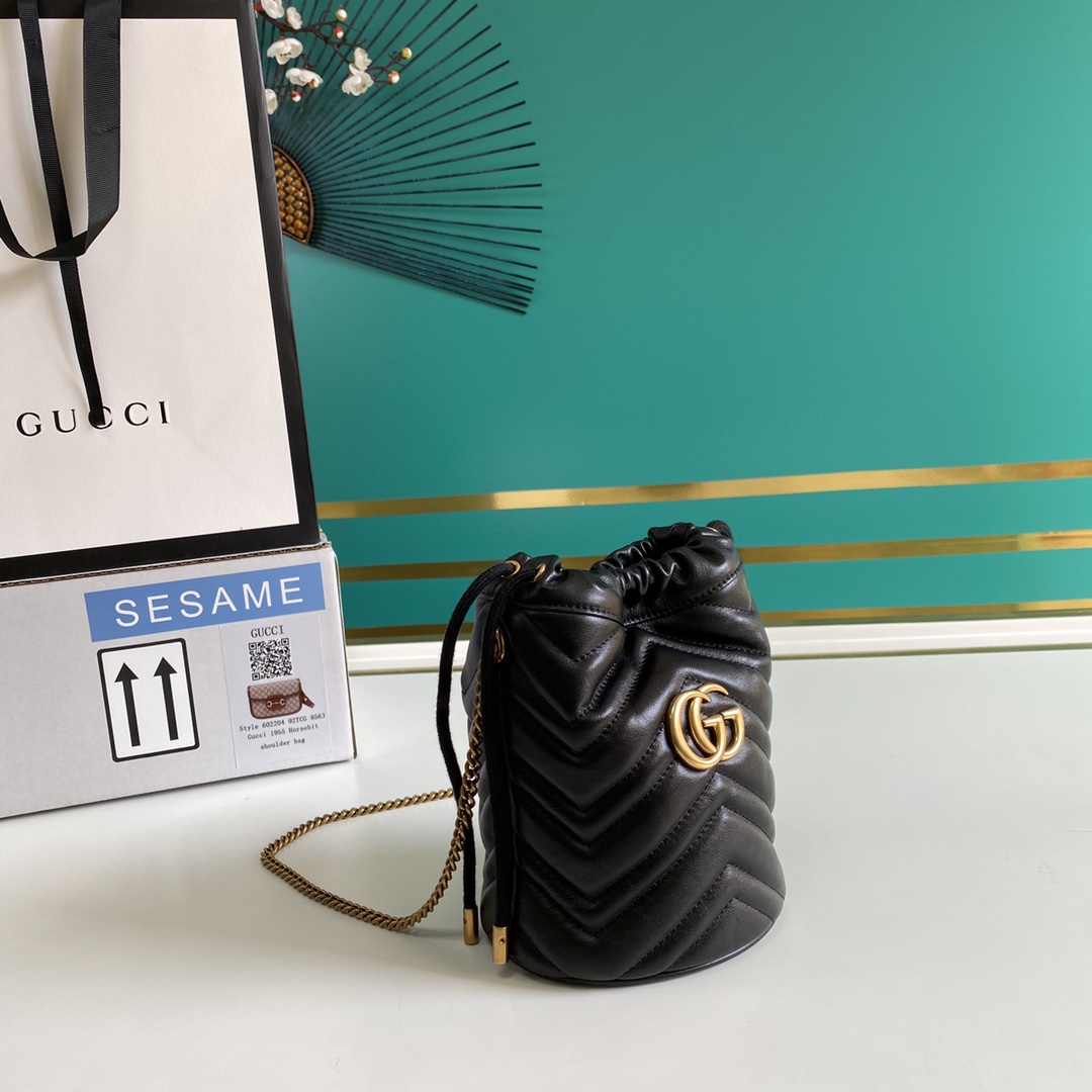 Gucci GG Marmont Mini Bucket Bag(19-17cm) - PerfectKickZ