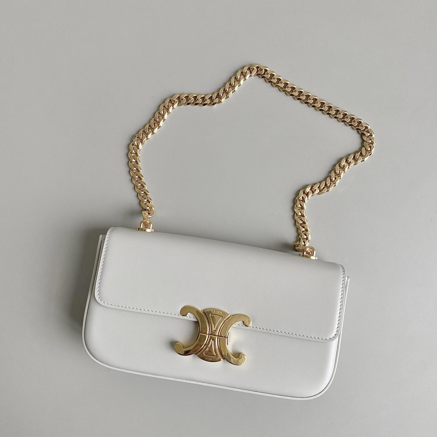 Celine Chain Shoulder Bag Triomphe In Shiny Calfskin - PerfectKickZ