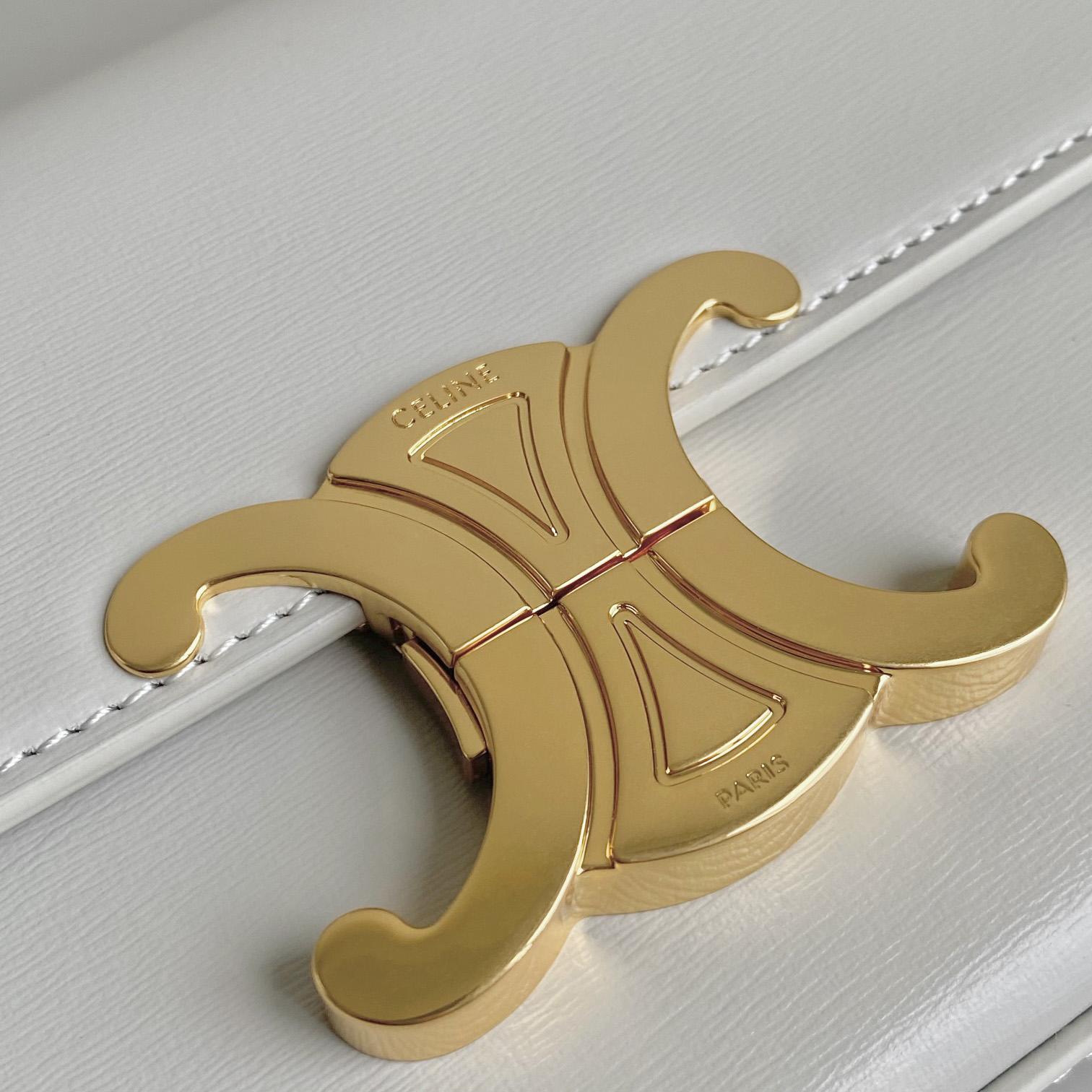 Celine Chain Shoulder Bag Triomphe In Shiny Calfskin - PerfectKickZ