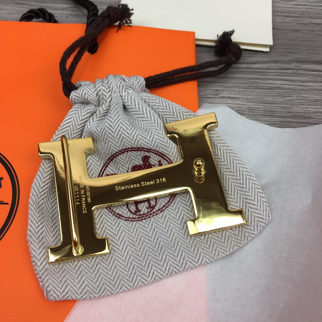 Hermes Brown Leather H Buckle Belt - PerfectKickZ