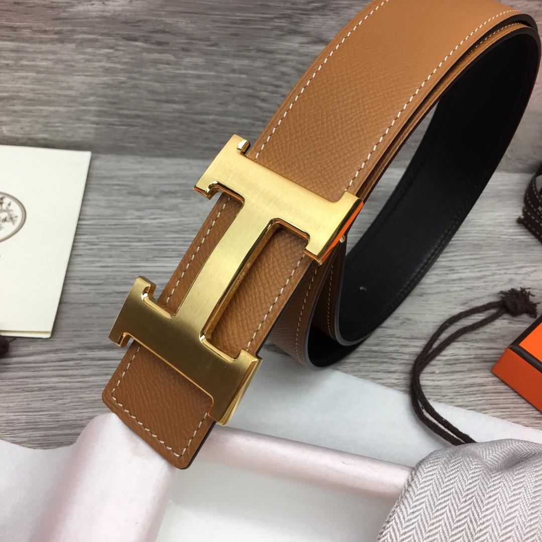 Hermes Brown Leather H Buckle Belt - PerfectKickZ
