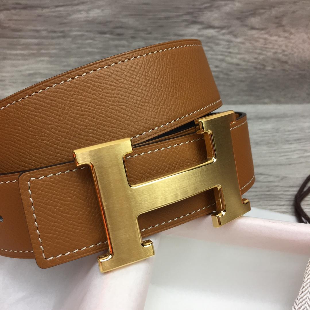Hermes Brown Leather H Buckle Belt - PerfectKickZ