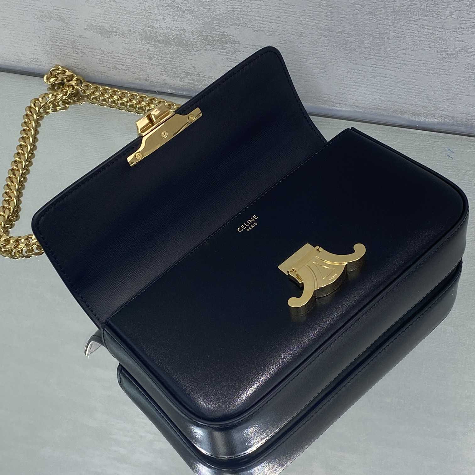Celine Chain Box Triomphe Bag In Shiny Calfskin - 
