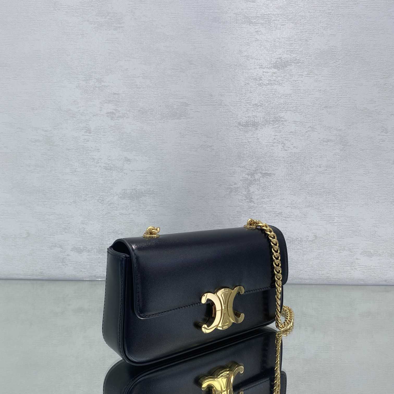 Celine Chain Box Triomphe Bag In Shiny Calfskin - 