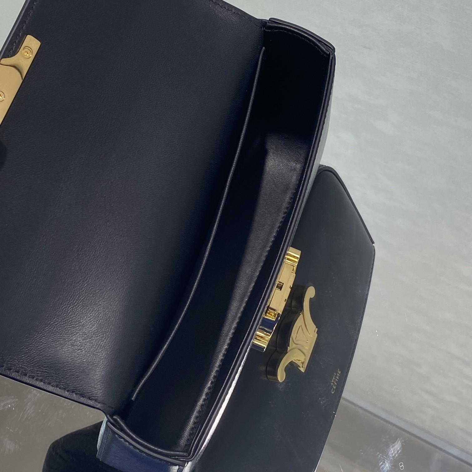 Celine Chain Box Triomphe Bag In Shiny Calfskin - 