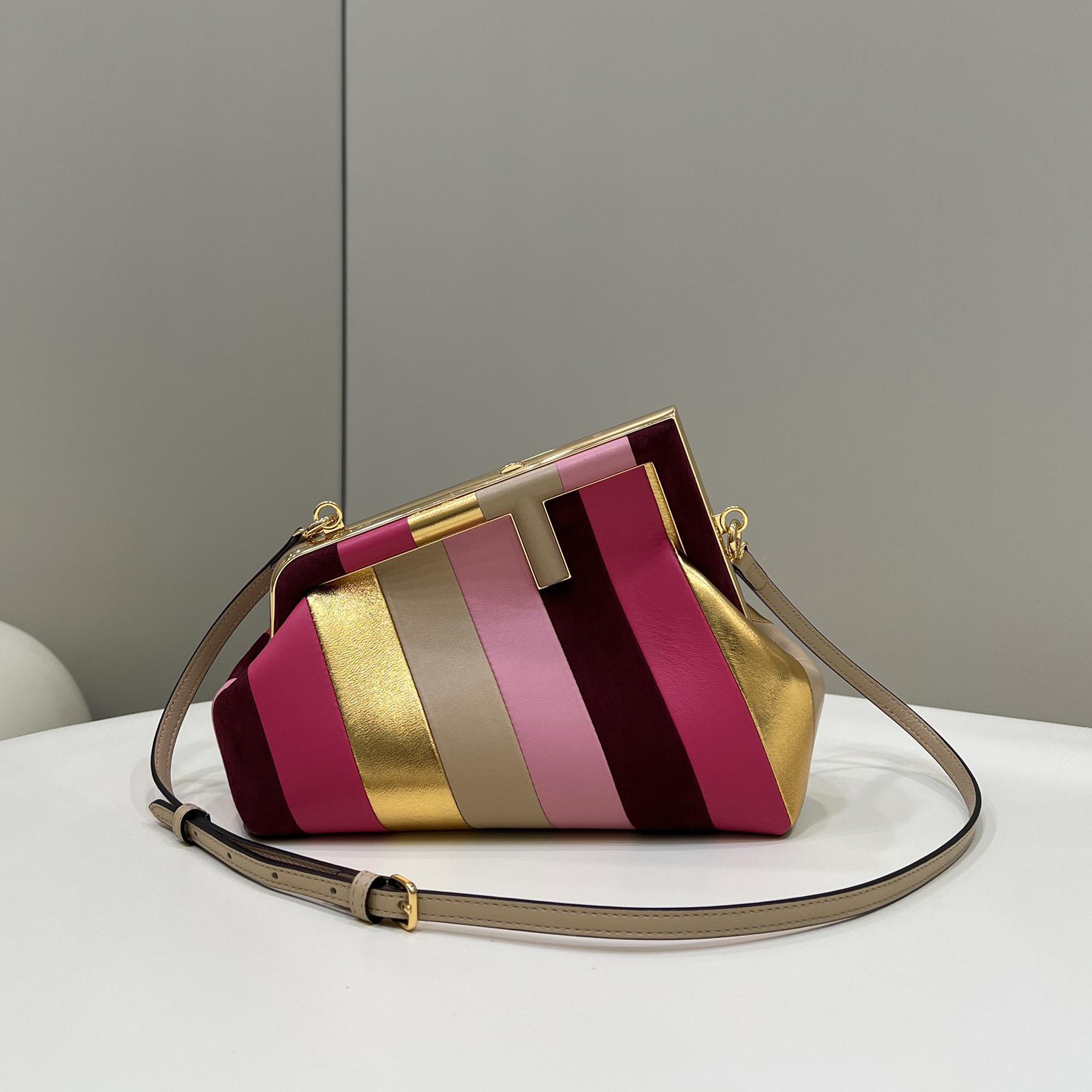 Fendi First Small Leather Bag With Multicolour Inlay - PerfectKickZ