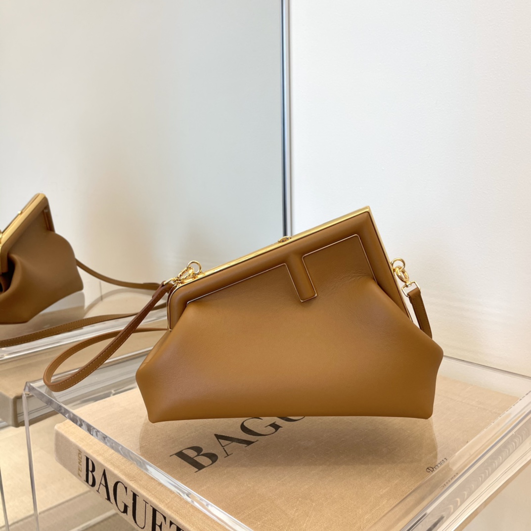Fendi First Small Brown Leather Bag - PerfectKickZ