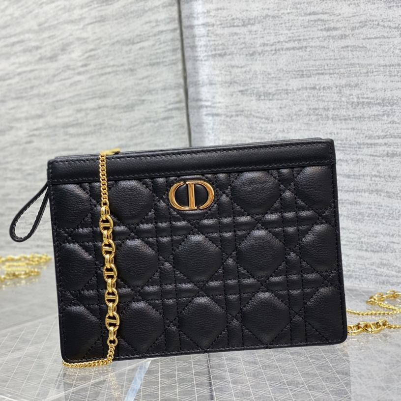 Dior Caro Zipped Pouch With Chain  - PerfectKickZ