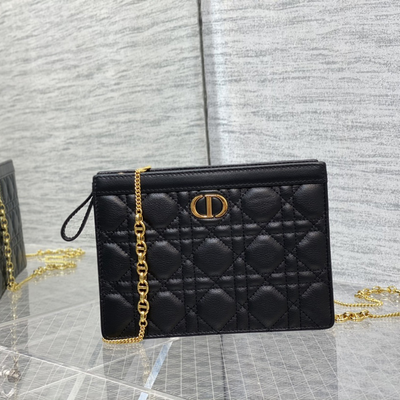 Dior Caro Zipped Pouch With Chain  - PerfectKickZ