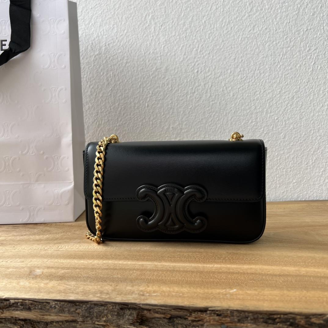 Celine Chain Shoulder Bag Cuir Triomphe In Shiny Calfskin - PerfectKickZ