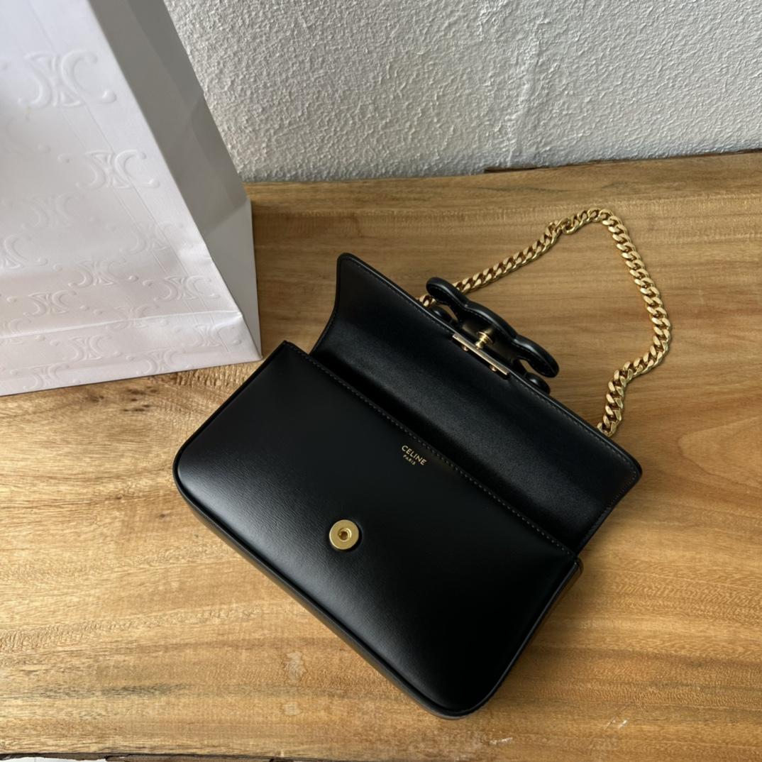 Celine Chain Shoulder Bag Cuir Triomphe In Shiny Calfskin - PerfectKickZ