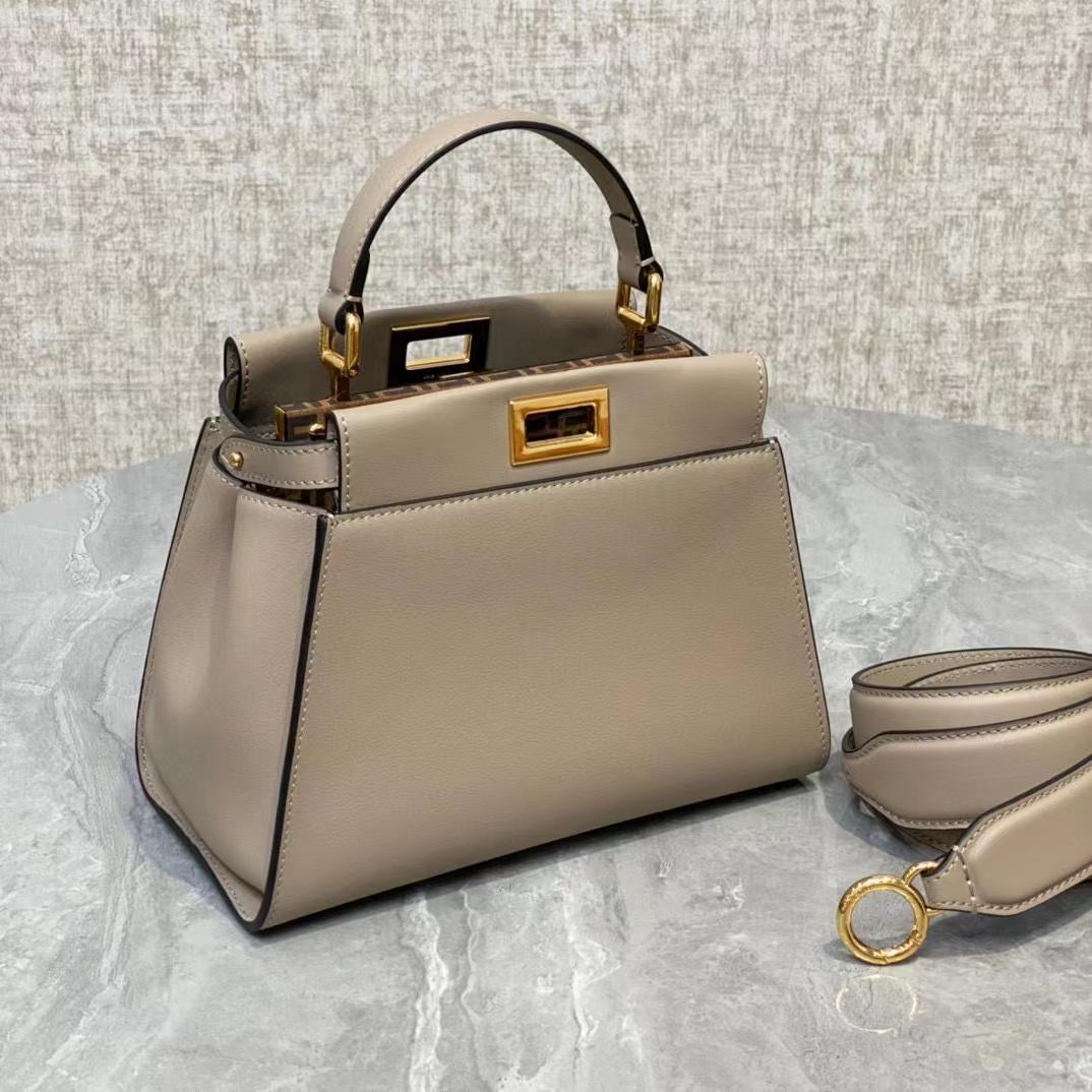 Fendi Peekaboo Mini Dove Gray Leather Bag - PerfectKickZ