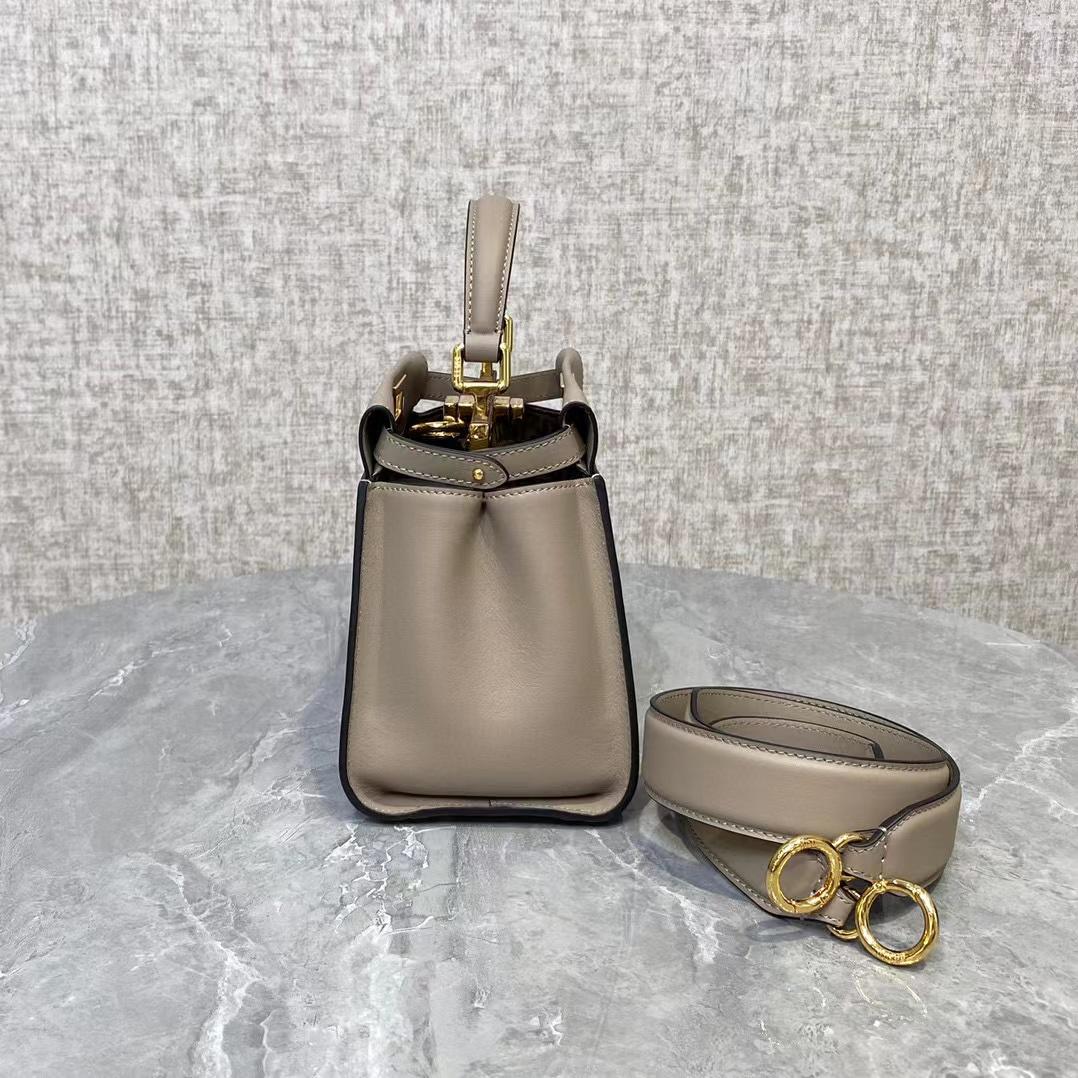 Fendi Peekaboo Mini Dove Gray Leather Bag - PerfectKickZ