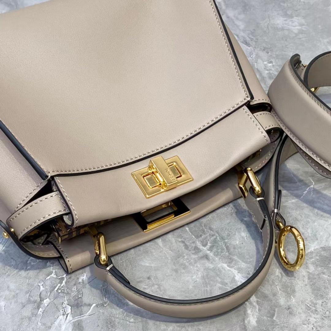 Fendi Peekaboo Mini Dove Gray Leather Bag - PerfectKickZ