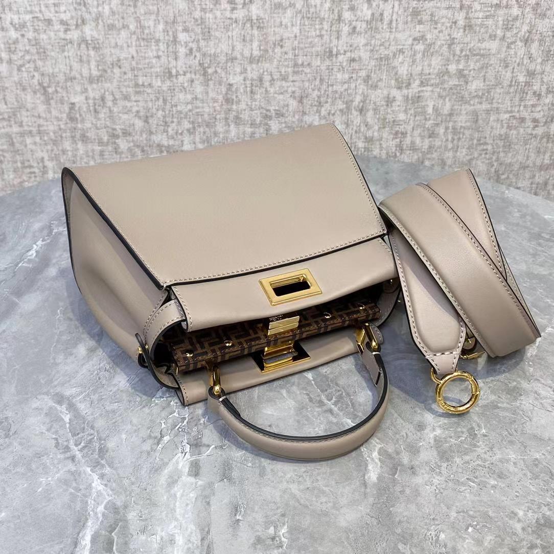 Fendi Peekaboo Mini Dove Gray Leather Bag - PerfectKickZ