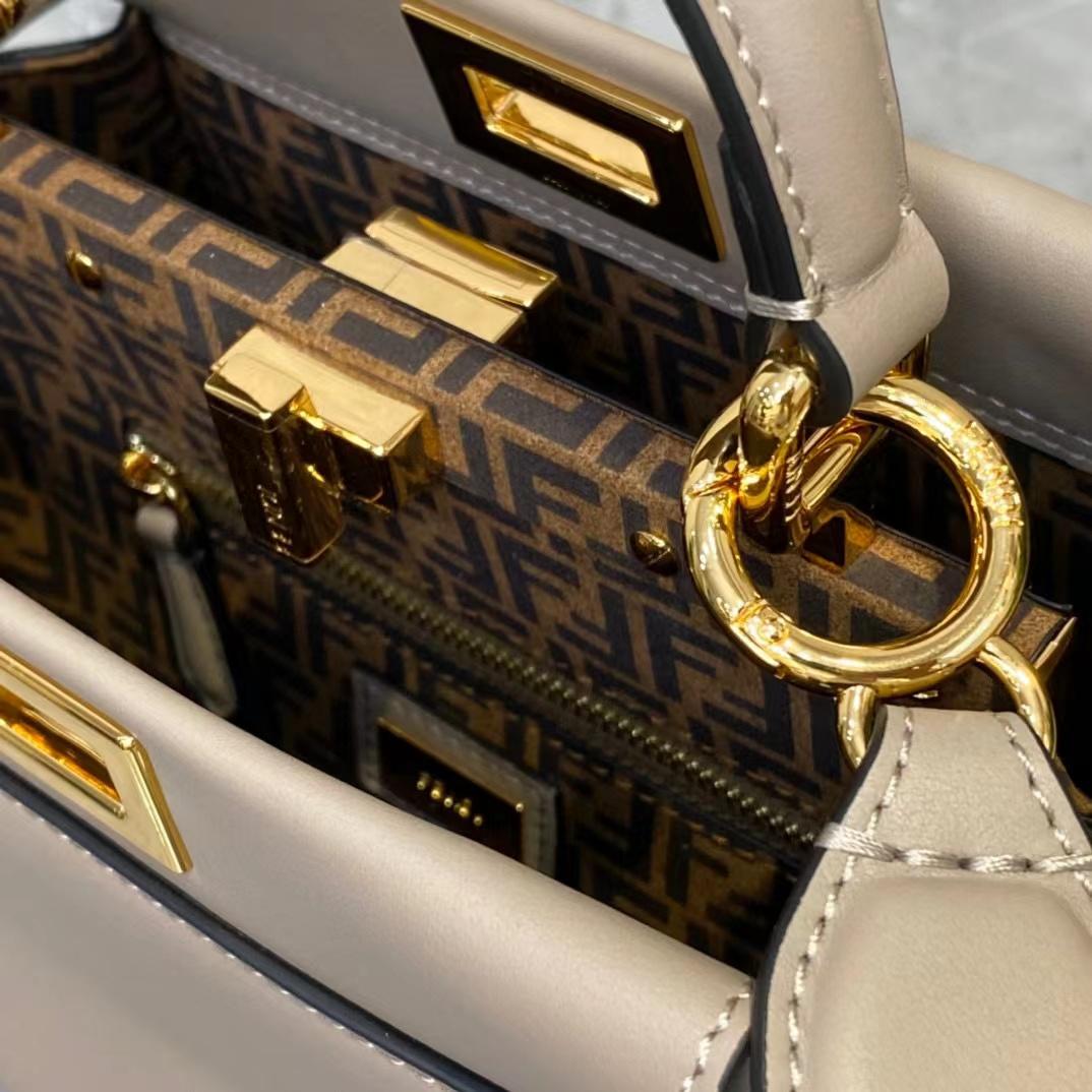 Fendi Peekaboo Mini Dove Gray Leather Bag - PerfectKickZ