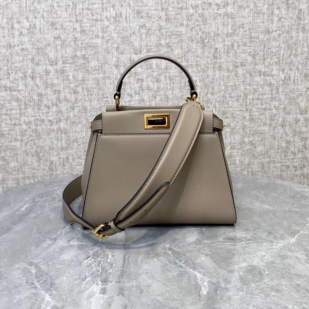 Fendi Peekaboo Mini Dove Gray Leather Bag - PerfectKickZ