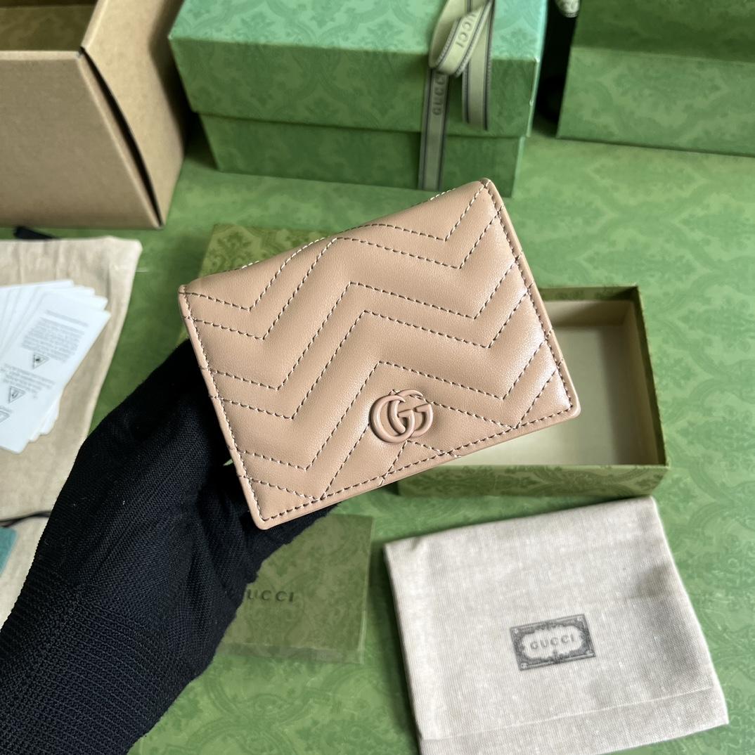 Gucci GG Marmont Matelassé Card Case Wallet - PerfectKickZ
