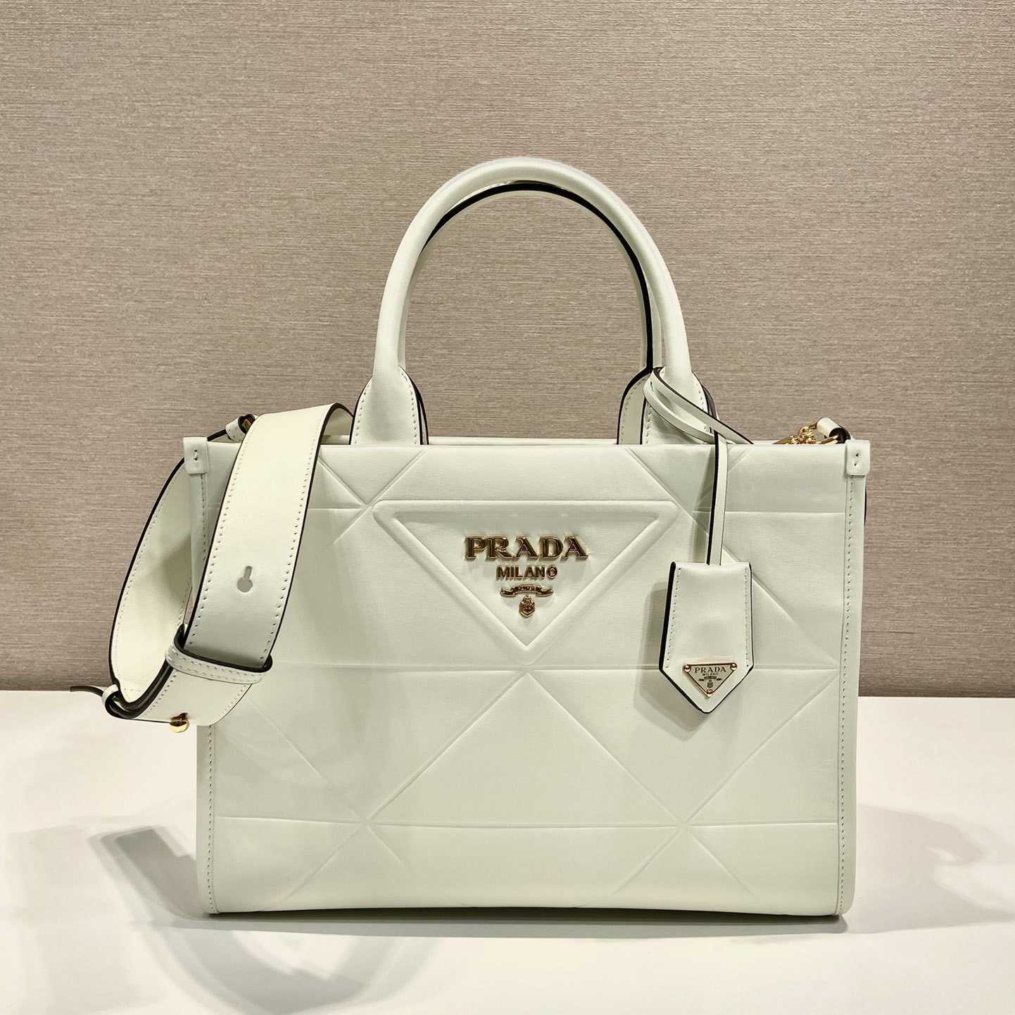 Prada Small Leather Prada Symbole Bag With Topstitching - PerfectKickZ