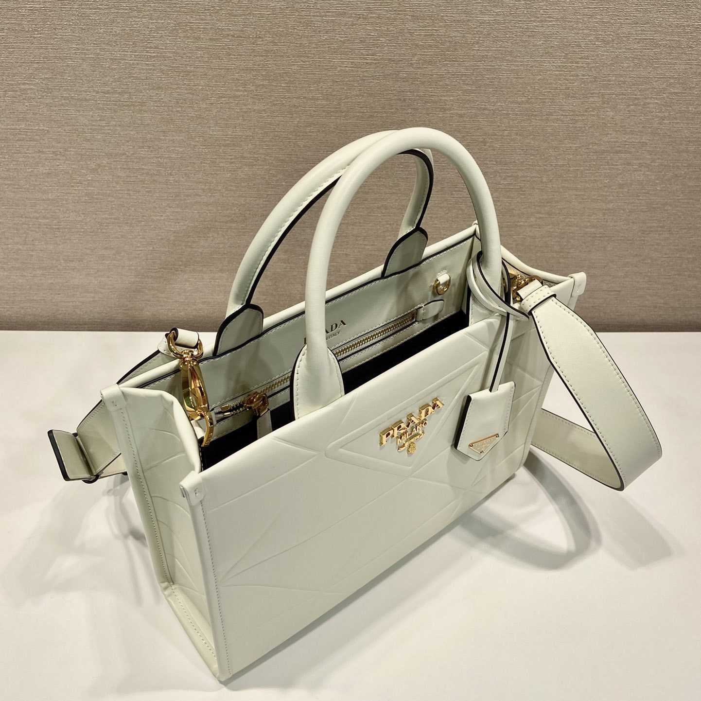 Prada Small Leather Prada Symbole Bag With Topstitching - PerfectKickZ