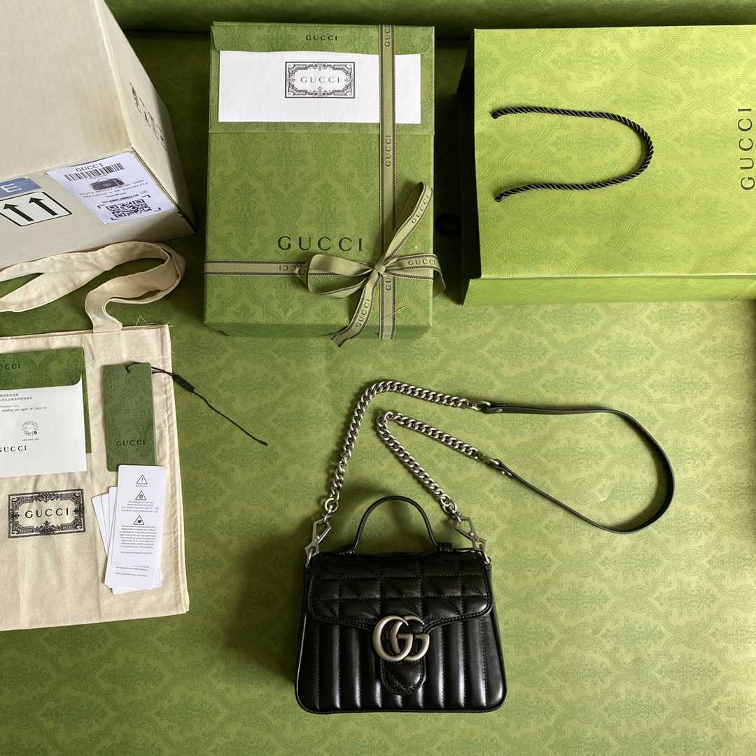Gucci GG Marmont Mini Top Handle Bag(21*15.5*8cm) - PerfectKickZ