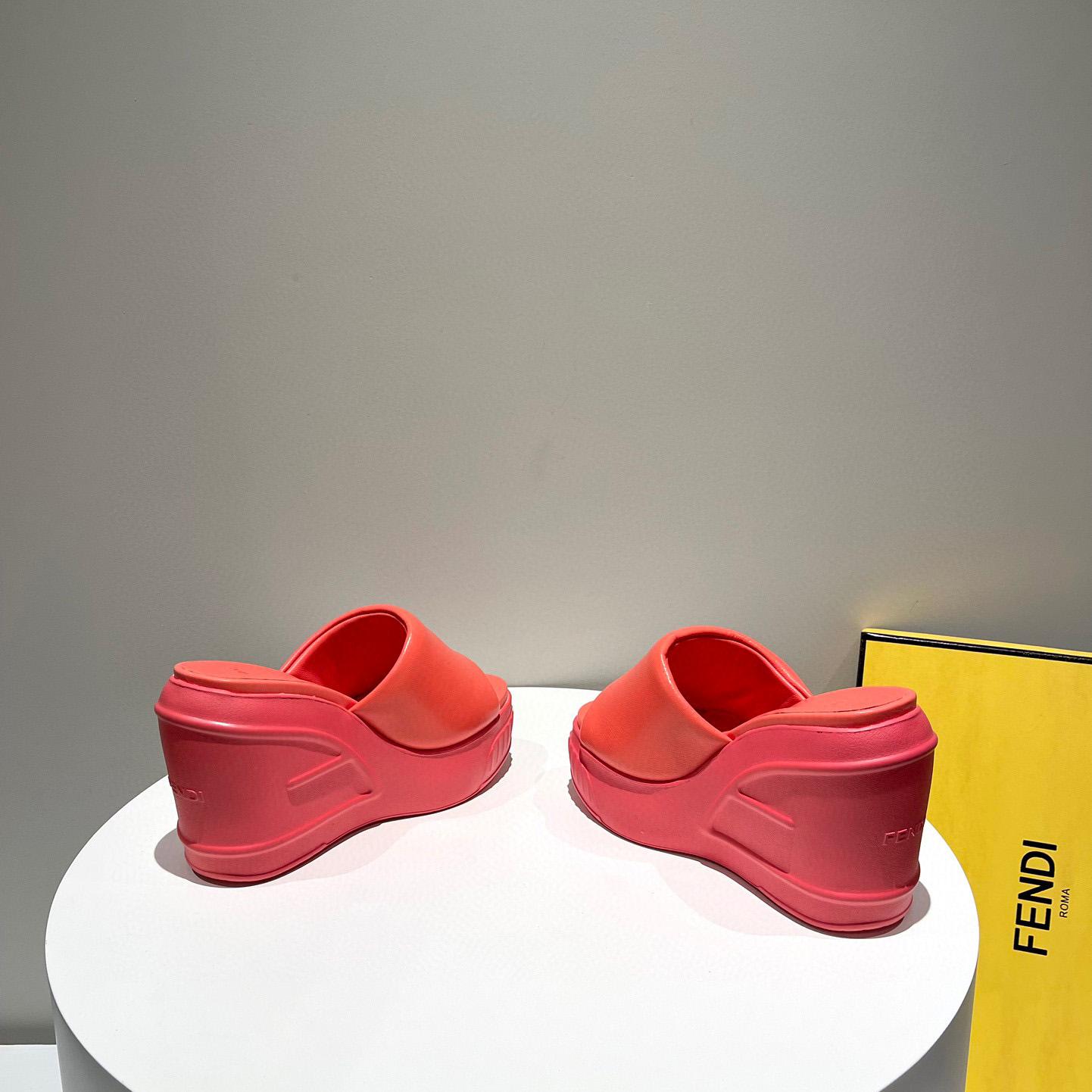 Fendi Fashion Show Red Nappa Leather Slides - PerfectKickZ