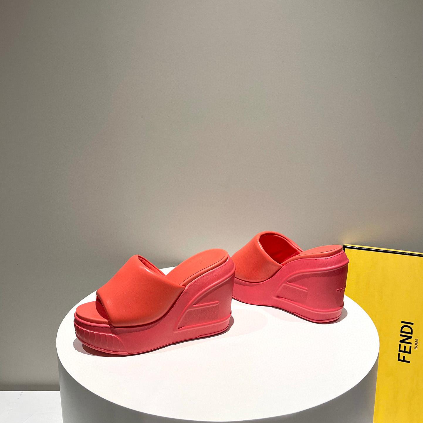 Fendi Fashion Show Red Nappa Leather Slides - 
