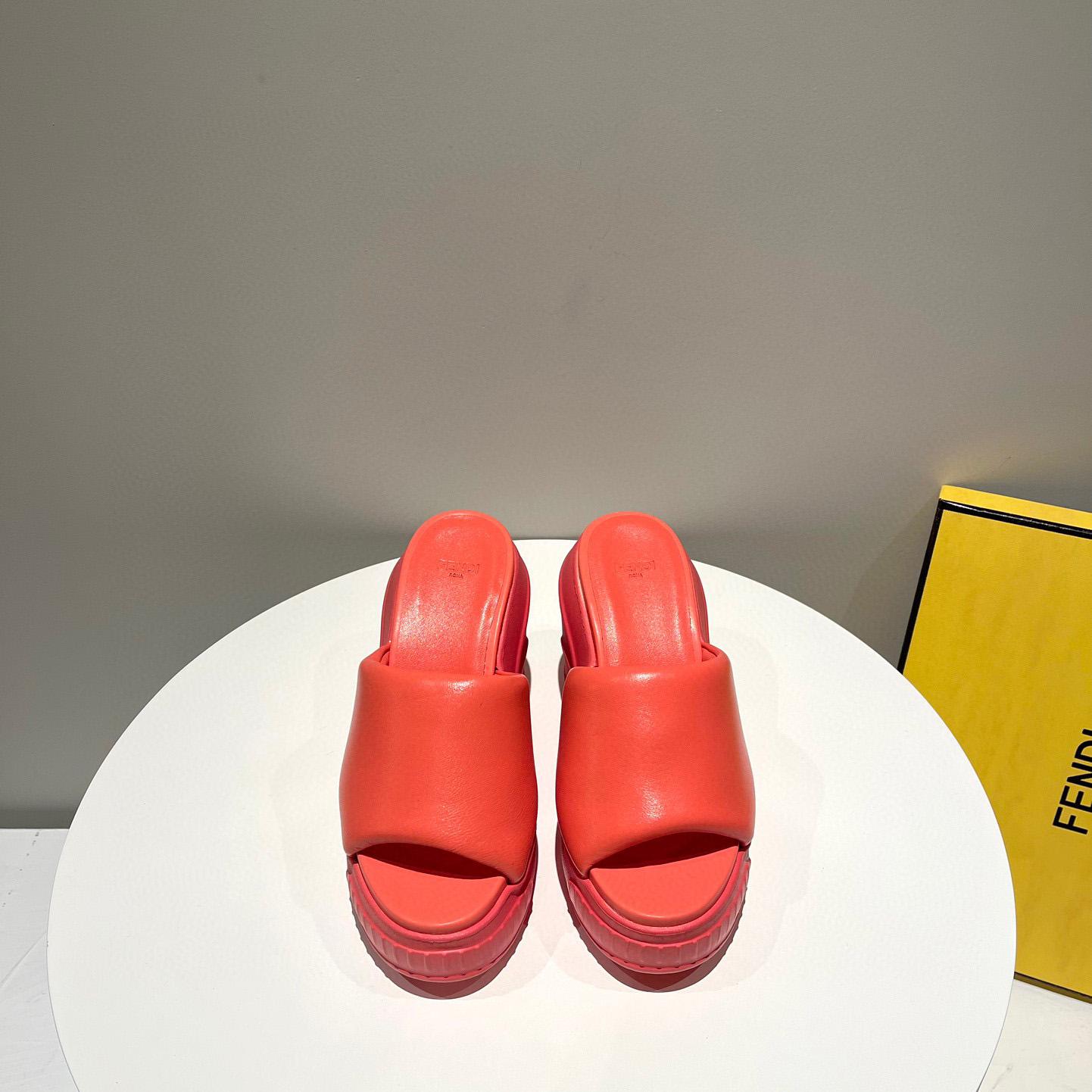 Fendi Fashion Show Red Nappa Leather Slides - 