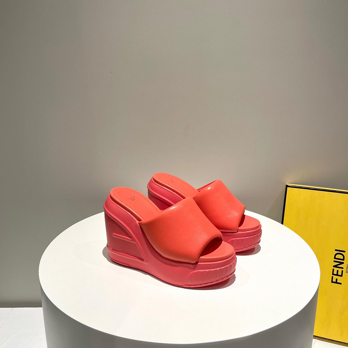 Fendi Fashion Show Red Nappa Leather Slides - PerfectKickZ