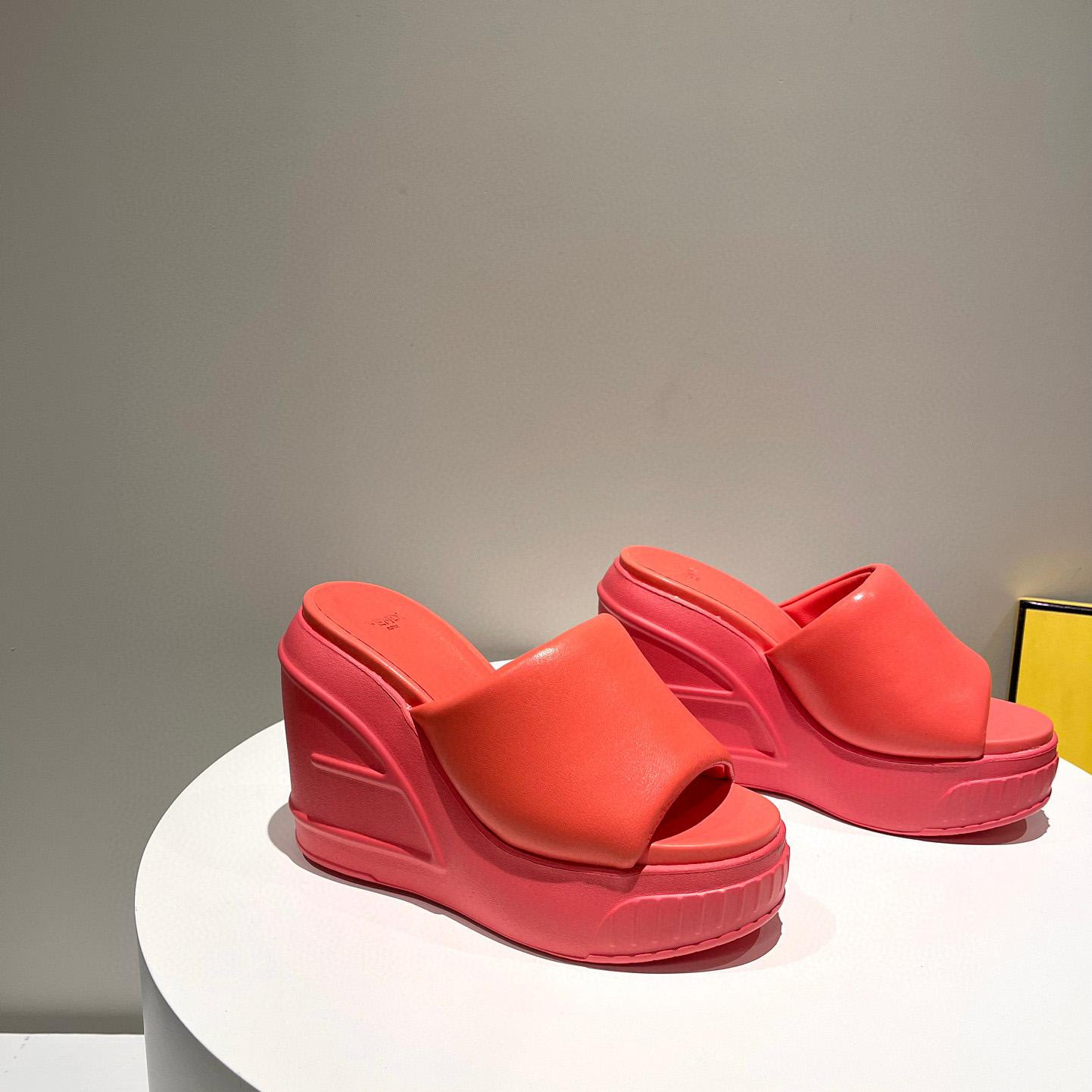 Fendi Fashion Show Red Nappa Leather Slides - 
