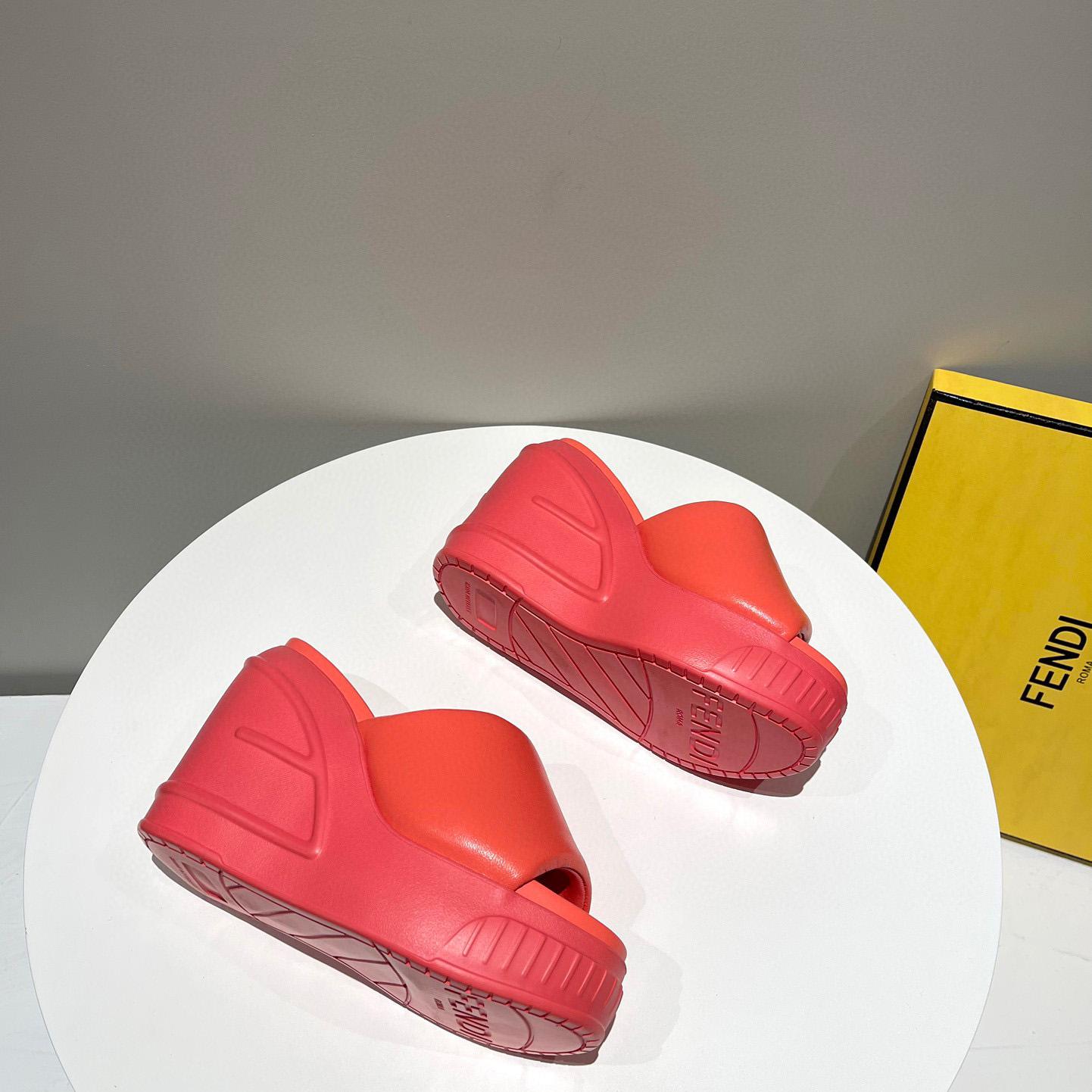 Fendi Fashion Show Red Nappa Leather Slides - 