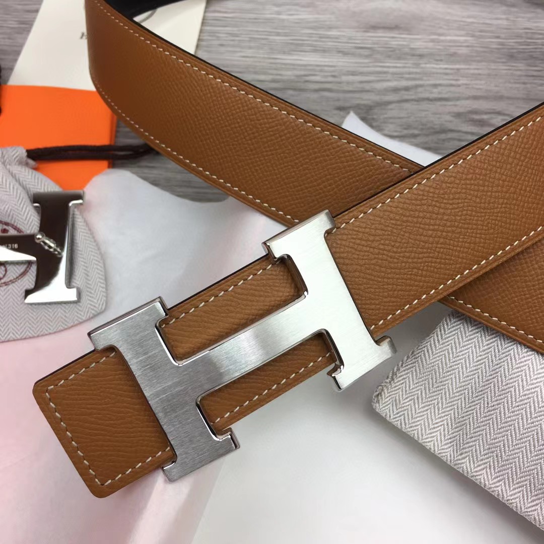 Hermes Brown Leather H Buckle Belt - PerfectKickZ