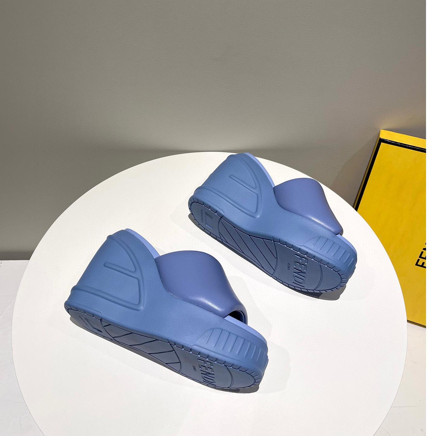 Fendi Fashion Show Blue Nappa Leather Slides - PerfectKickZ