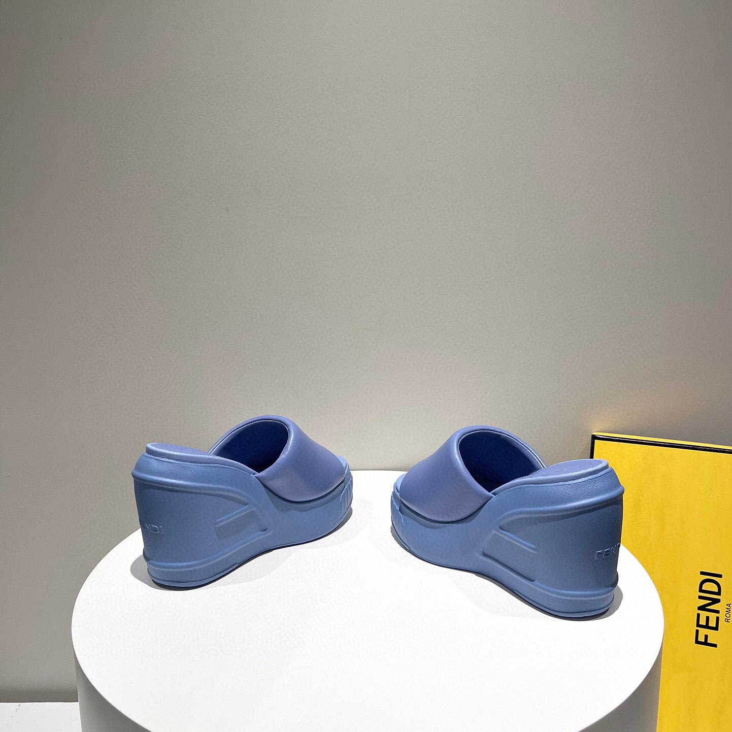 Fendi Fashion Show Blue Nappa Leather Slides - PerfectKickZ