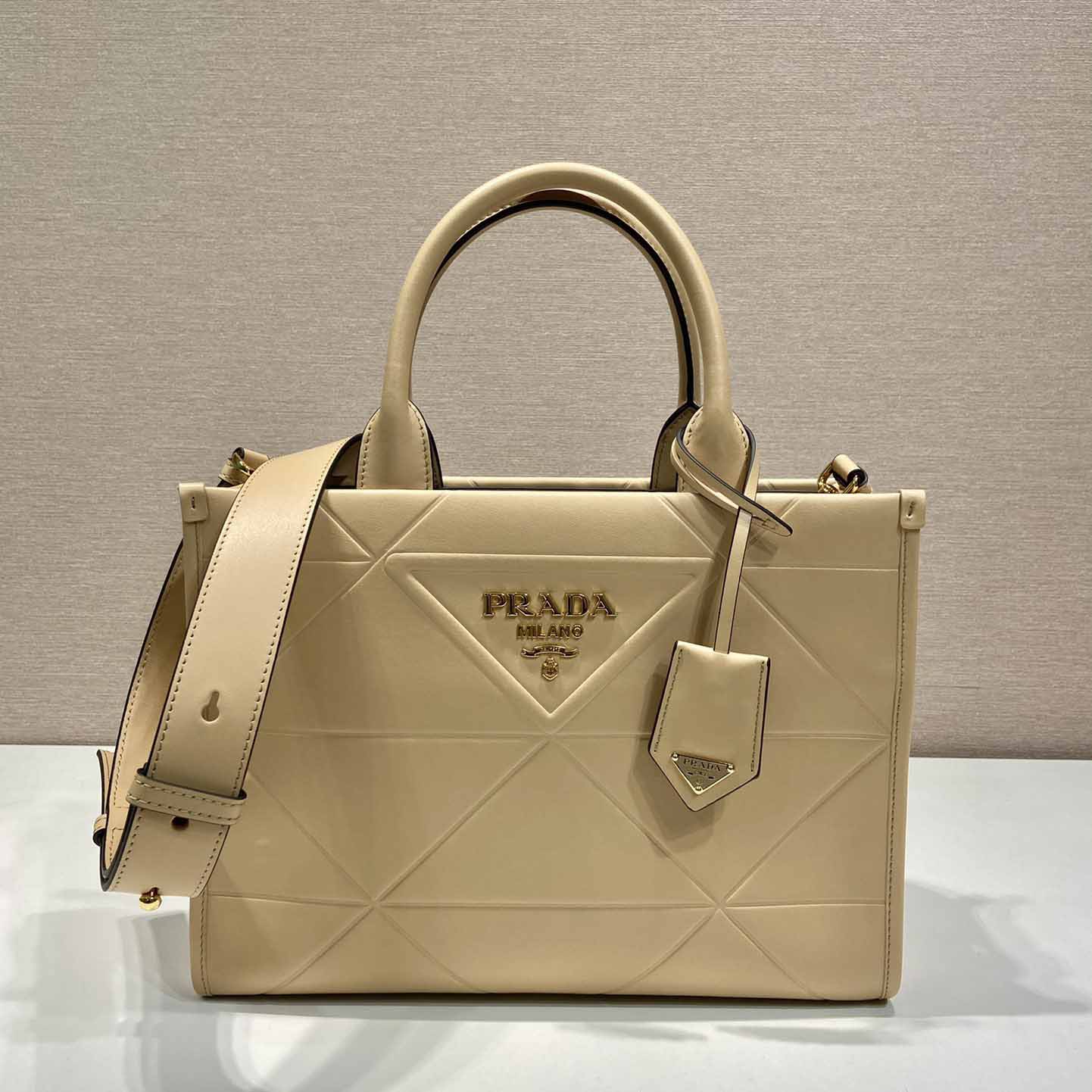 Prada Small Leather Prada Symbole Bag With Topstitching - PerfectKickZ