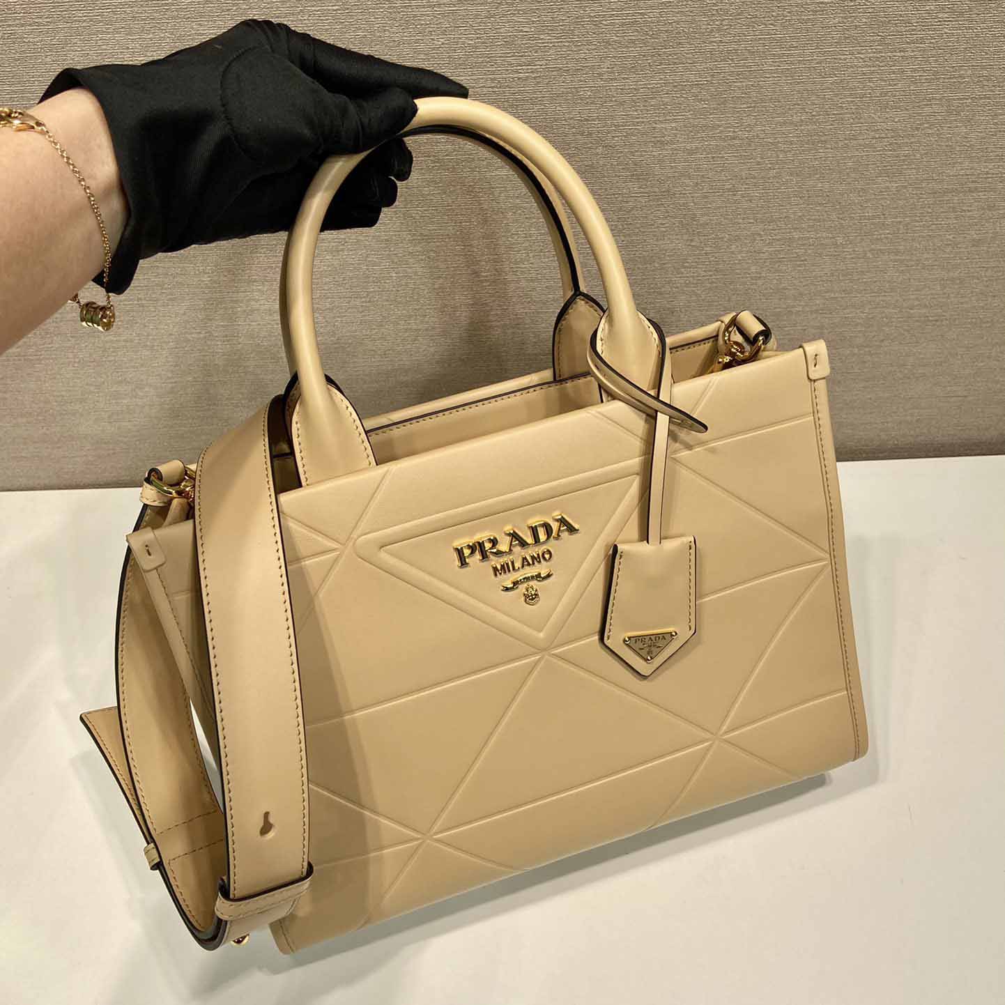 Prada Small Leather Prada Symbole Bag With Topstitching - PerfectKickZ