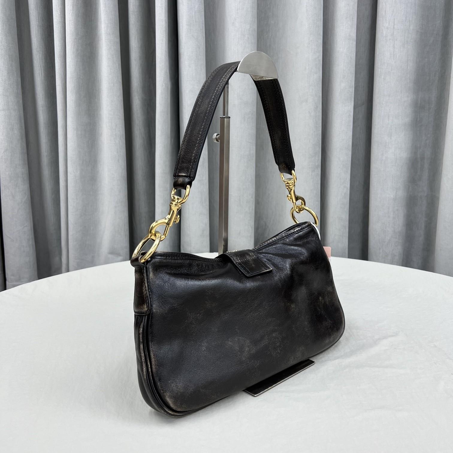 Miu Miu Leather Shoulder Bag With Snap Hook - PerfectKickZ