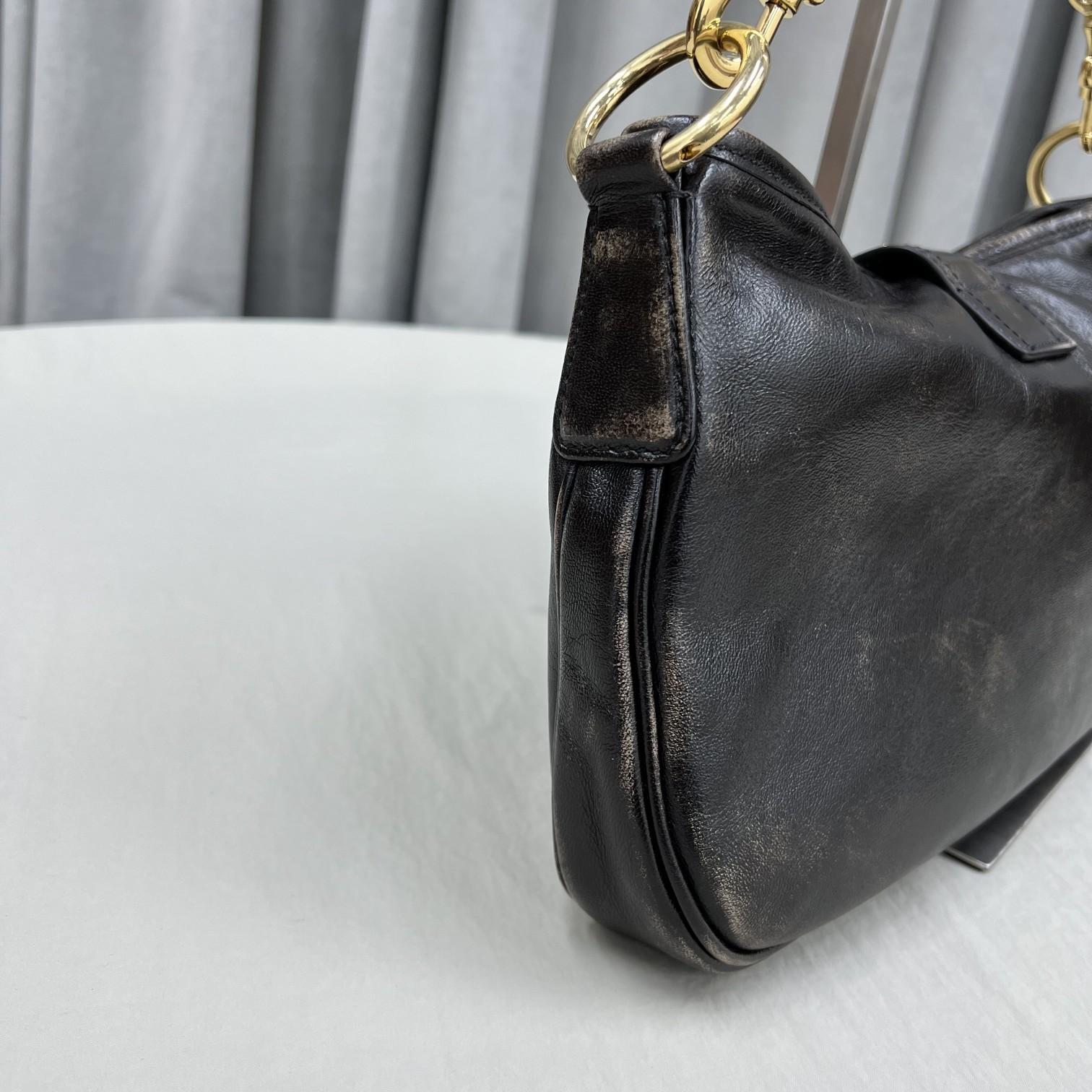Miu Miu Leather Shoulder Bag With Snap Hook - PerfectKickZ