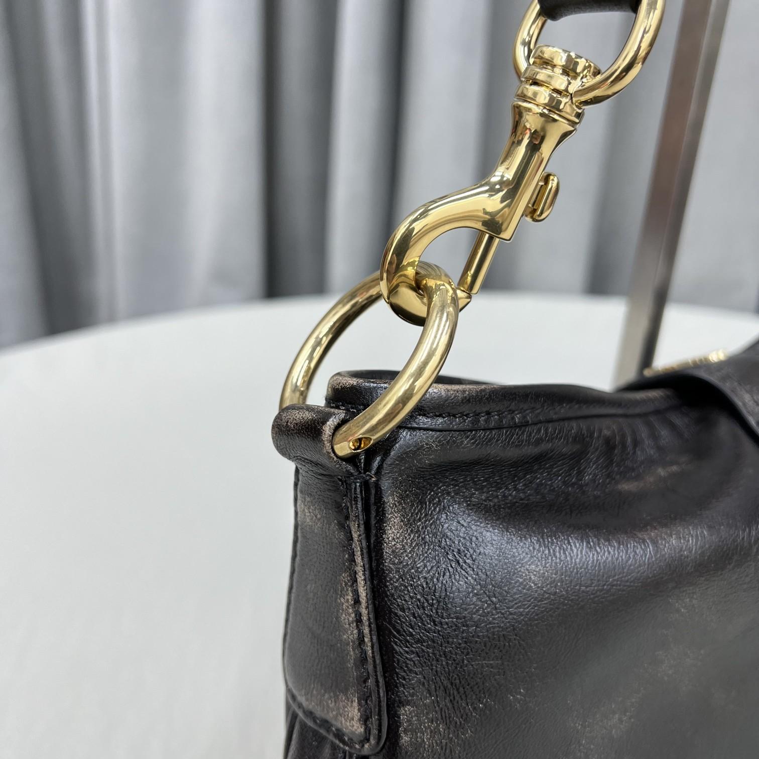 Miu Miu Leather Shoulder Bag With Snap Hook - PerfectKickZ