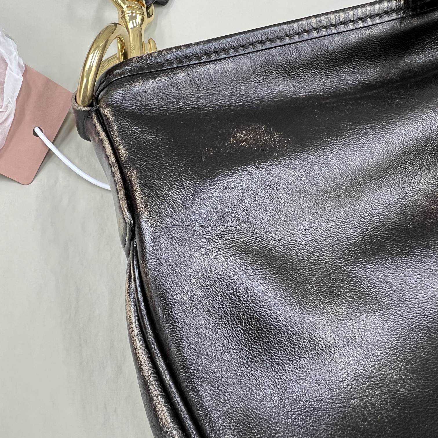 Miu Miu Leather Shoulder Bag With Snap Hook - PerfectKickZ