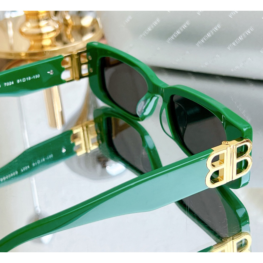 Balenciaga Dynasty Rectangle Sunglasses In Green    bb0096 - PerfectKickZ