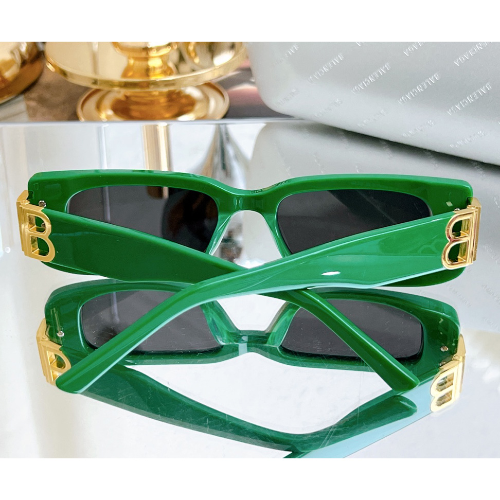 Balenciaga Dynasty Rectangle Sunglasses In Green    bb0096 - PerfectKickZ