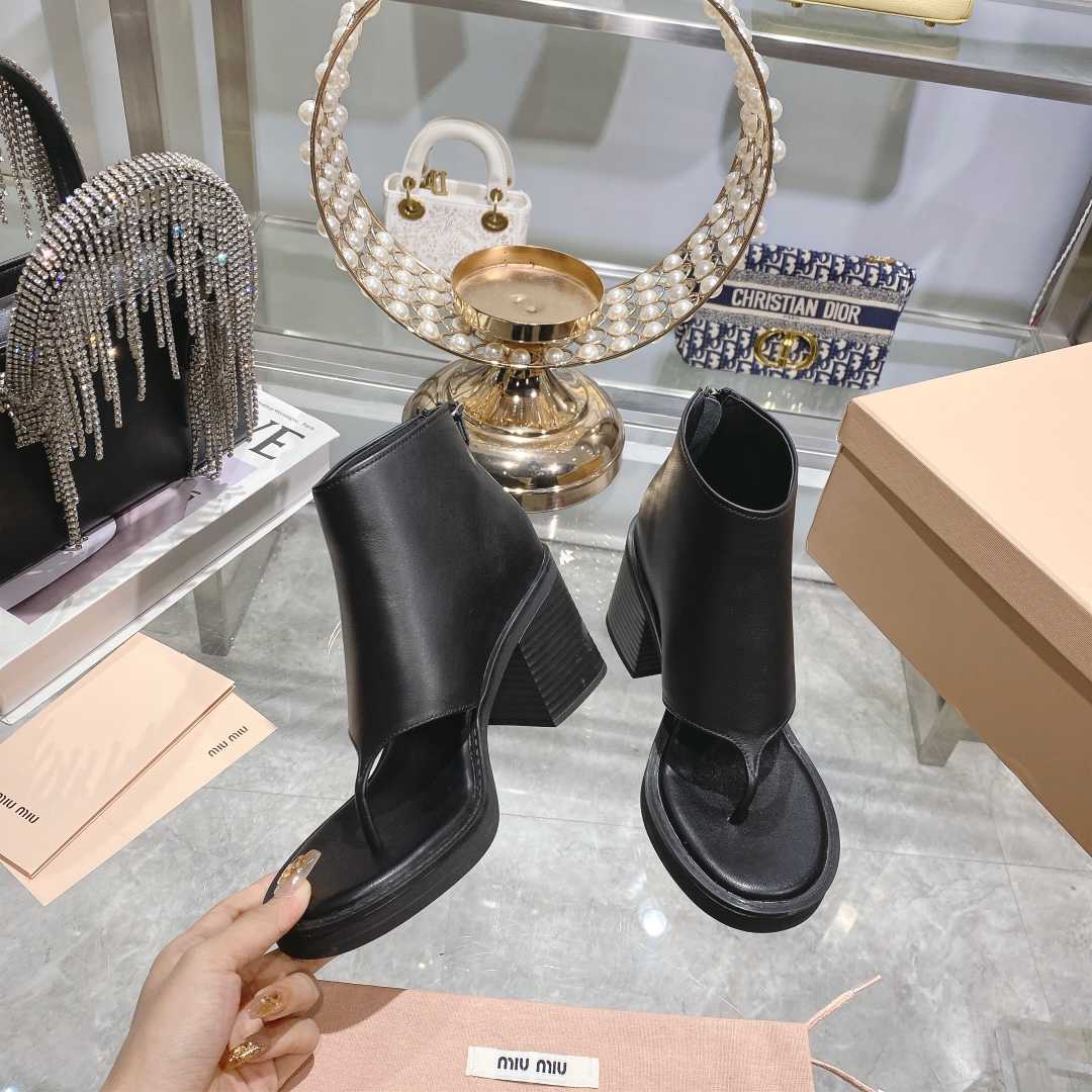 Miu Miu Leather Thong Booties - PerfectKickZ