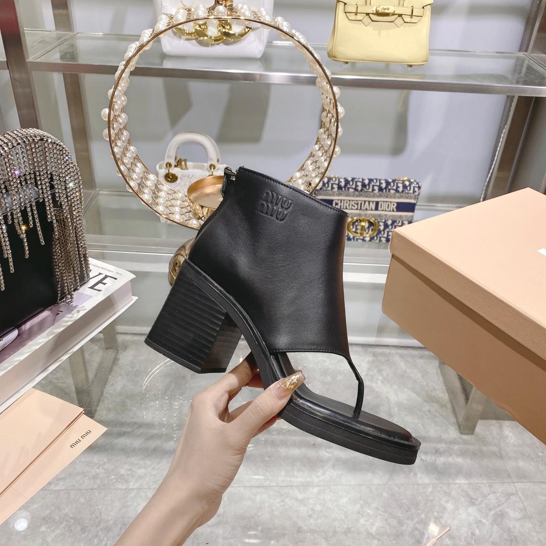 Miu Miu Leather Thong Booties - PerfectKickZ