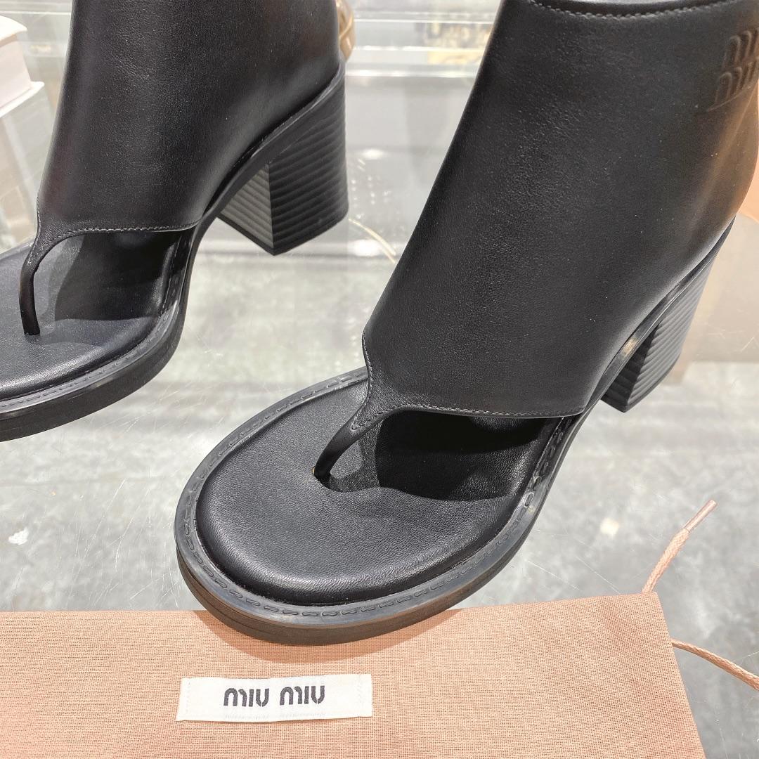 Miu Miu Leather Thong Booties - PerfectKickZ