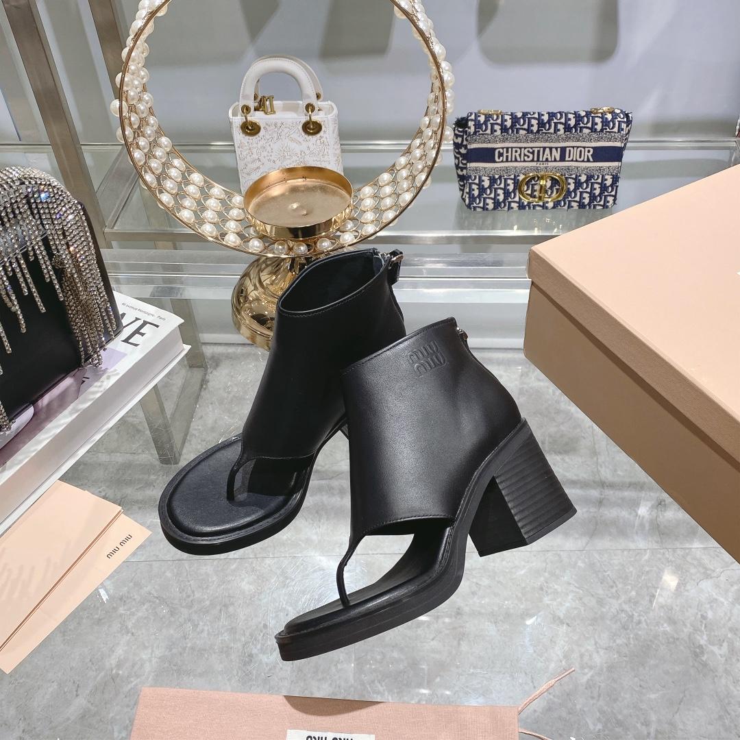 Miu Miu Leather Thong Booties - PerfectKickZ