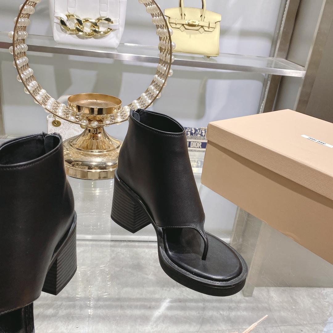 Miu Miu Leather Thong Booties - PerfectKickZ