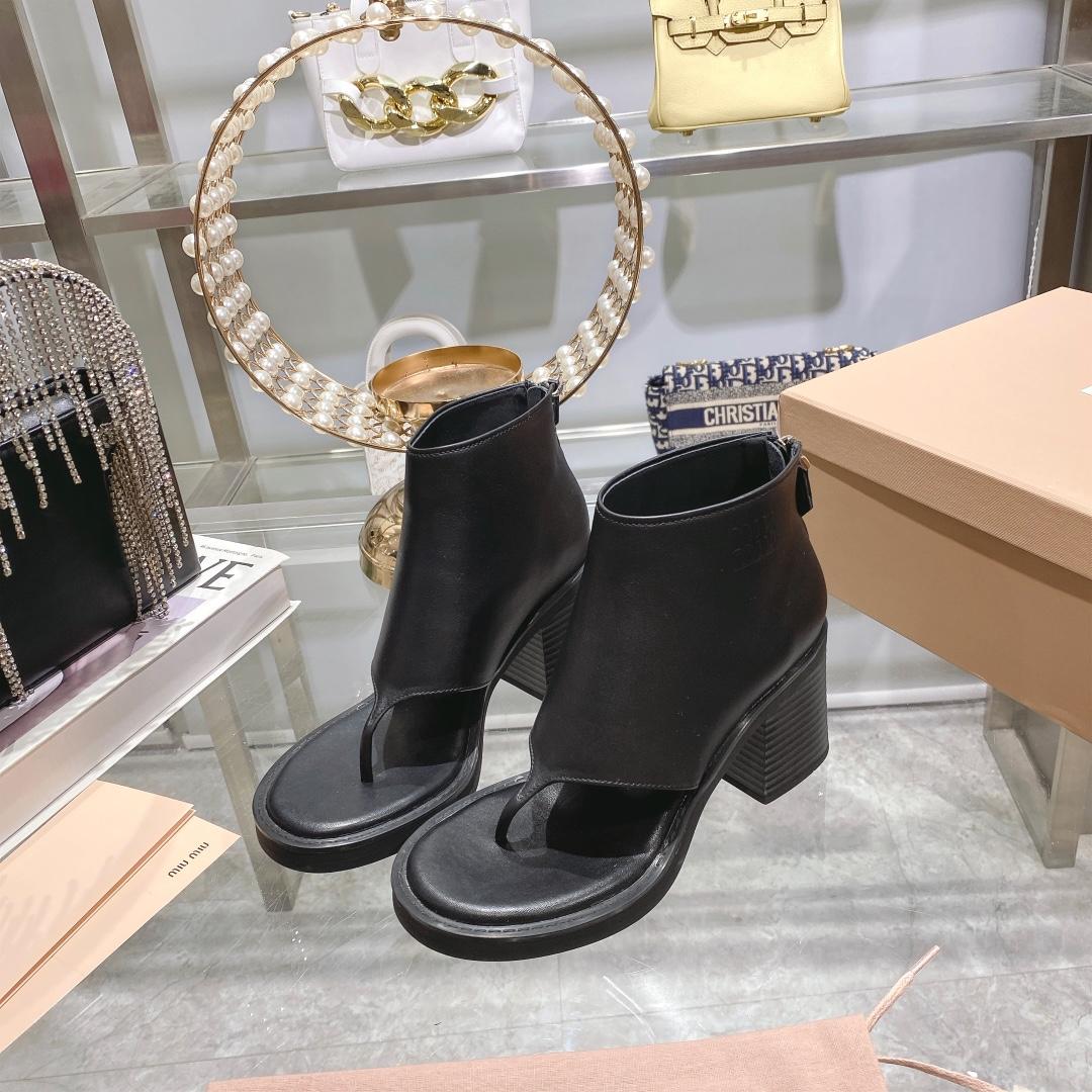 Miu Miu Leather Thong Booties - PerfectKickZ