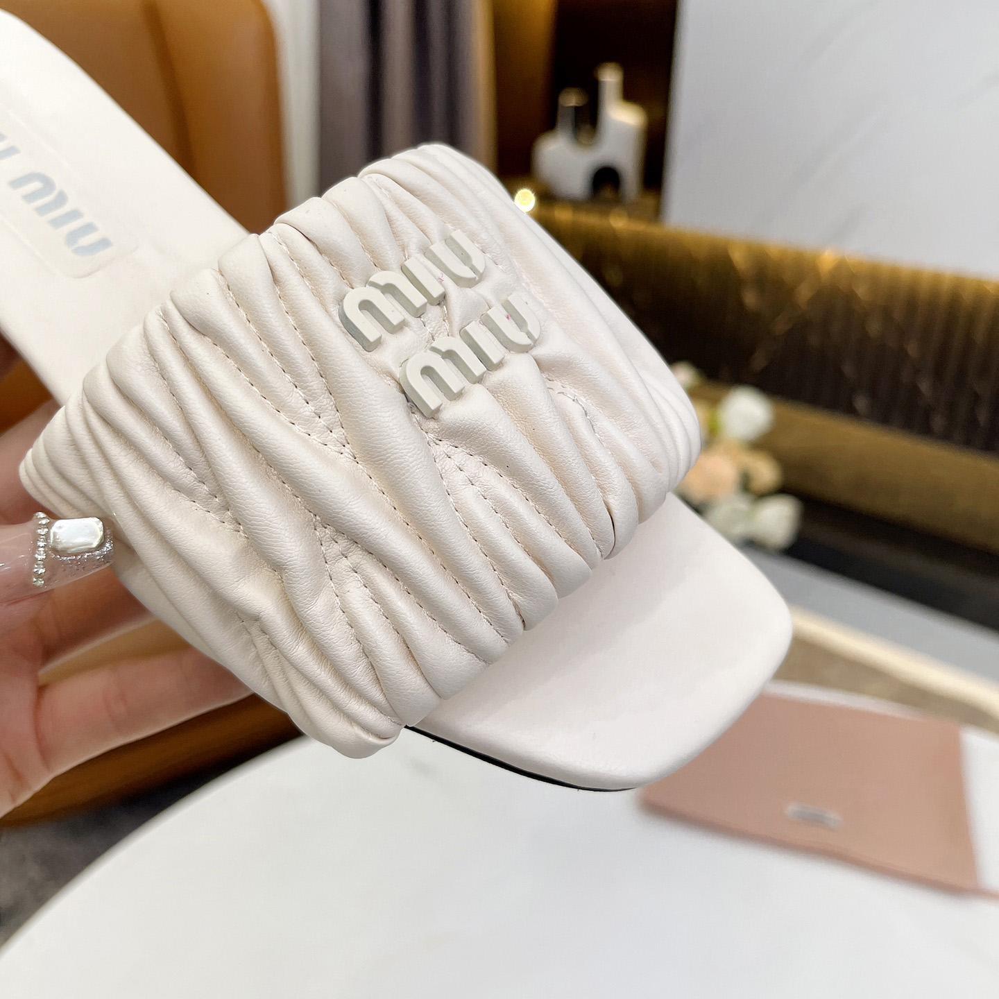 Miu Miu Matelassé Nappa Leather Slides - PerfectKickZ