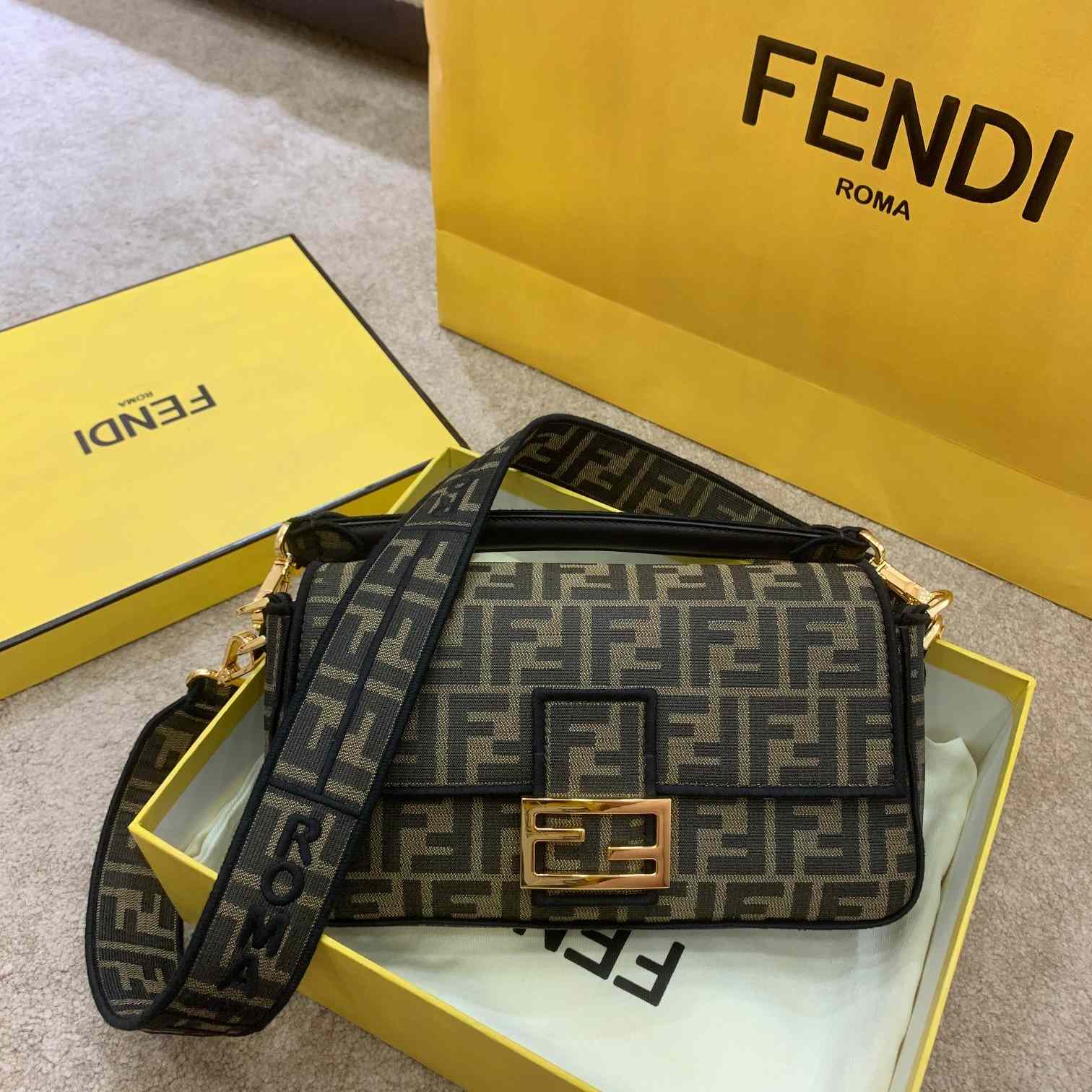 Fendi Baguette Jacquard FF Fabric Bag - PerfectKickZ